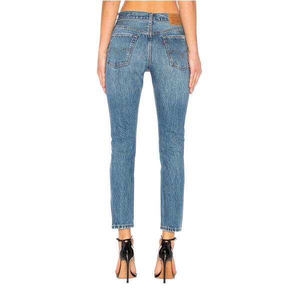 Levi's Pacific Ocean Blue Distressed High Rise 501 Skinny Jeans - Picture 3 of 12